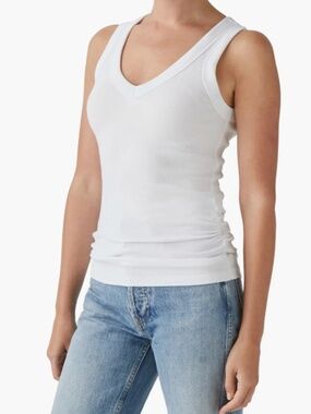 Michael Stars ribbed tank, ruching detail and V neck